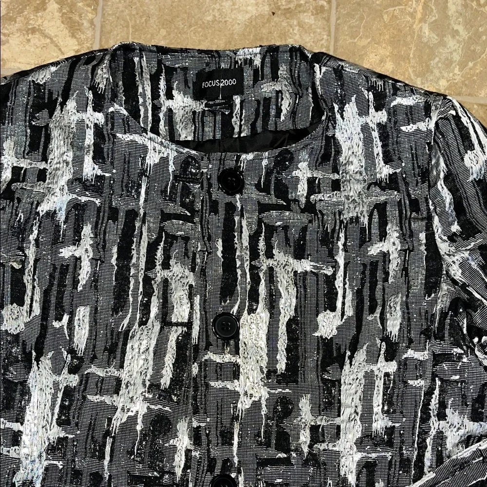 Focus 2000 Black and Gray Abstract Blazer - Picture 5 of 16